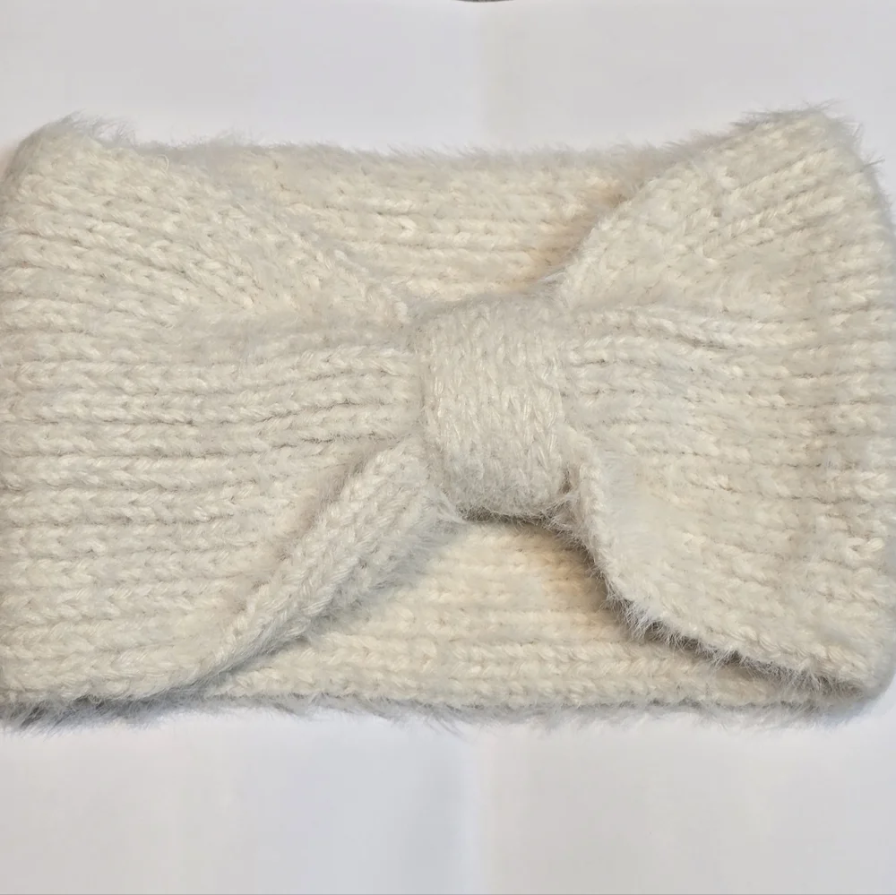 Soft Knit Cream Headband with Bow